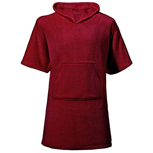 CelinaTex Happyfun Poncho kurz 52 x 85 cm Bordeaux Mikro-Flanell Badeponcho Mikrofaser Surfponcho Handtuch von CelinaTex