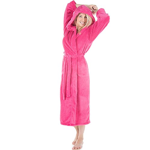 CelinaTex XS-XXXL Bademantel Kapuze Uni lang seitliche Eingrifftaschen Damen Herren Unisex Sherpa Kuschelfleece Morgenmantel, Sauna, Spa, Pool, Bad, flauschig und komfortabel - OEKO-TEX Samos von CelinaTex