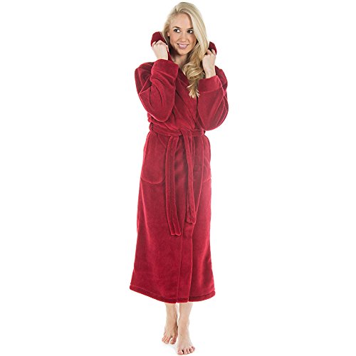 CelinaTex XS-XXXL Bademantel Kapuze Uni lang seitliche Eingrifftaschen Damen Herren Unisex Sherpa Kuschelfleece Morgenmantel, Sauna, Spa, Pool, Bad, flauschig und komfortabel - OEKO-TEX Samos von CelinaTex