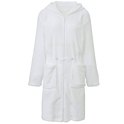 CelinaTex XL Bademantel Kapuze Uni lang aufgesetzte Taschen zwei Wege Reißverschluss Damen Kuschelflanell OEKO-TEX Vital von CelinaTex