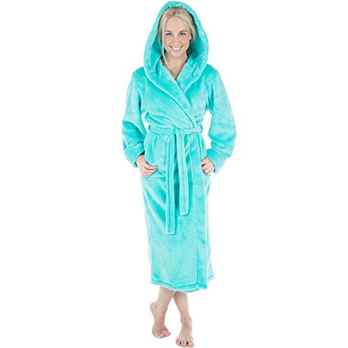 CelinaTex XS-XXXL Bademantel Kapuze Uni lang seitliche Eingrifftaschen Damen Herren Unisex Sherpa Kuschelfleece Morgenmantel, Sauna, Spa, Pool, Bad, flauschig und komfortabel - OEKO-TEX Samos von CelinaTex