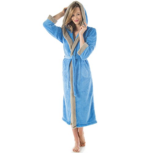 CelinaTex XS-XXXL Bademantel Kapuze zweifarbig lang seitliche Taschen Damen Herren Unisex Sherpa Kuschelfleece Morgenmantel, Sauna, Spa, Pool, Bad, flauschig und komfortabel - OEKO-TEX Ohio von CelinaTex
