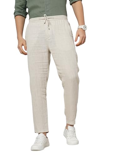 Celio Herren-Freizeithose aus Leinen, einfarbig, normale Passform, gebrochenes Weiß, Natürlich, 40 von Celio