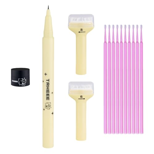 2 PCS Lower Lash Stamp Eyeliner Stempel Wimpern Stempel Wasserfester Wimpernstempel Wiederverwendbar Wird mit 10 Wattestäbchen Geliefert Wasser- und Schweißfest (Naturschwarz Mokkabraun) von Celiodd
