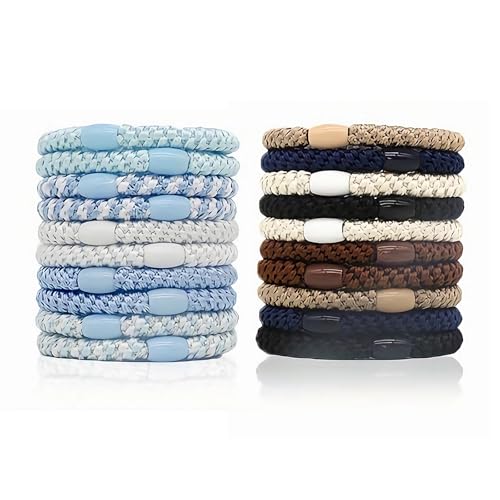 20 Stück Knekki Haargummi Armband Elastic Haargummi Geflochten, Hair Ties Zopfgummis Damen Stilvoll Und Schlicht Mehrfarbiges Haarband, für Dickes Haar Keine Beschädigung Keine Falten Haargummis von Celiodd