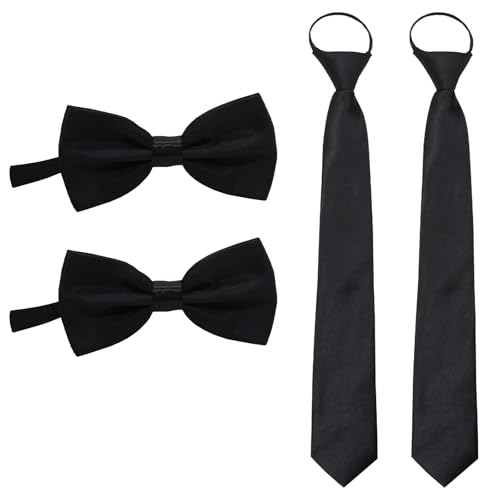 Celiodd 2 Stück Krawatten für Herren Schwarze Krawatte Herren Krawatte Schwarz Set Geeignet für Geschäfts Büro Hochzeits-Und Andere Formelle Anlässe+2 Fliegen(Schwarz) von Celiodd