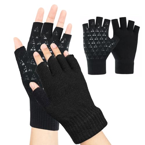 Celiodd Fingerlose Handschuhe,Rutschfest Im Winter Fingerlose Handschuhe Damen,Unisex Ohne Finger,Stretch-Atmungsaktive Strickwärme,für Arbeiten Fahren Radfahren von Celiodd