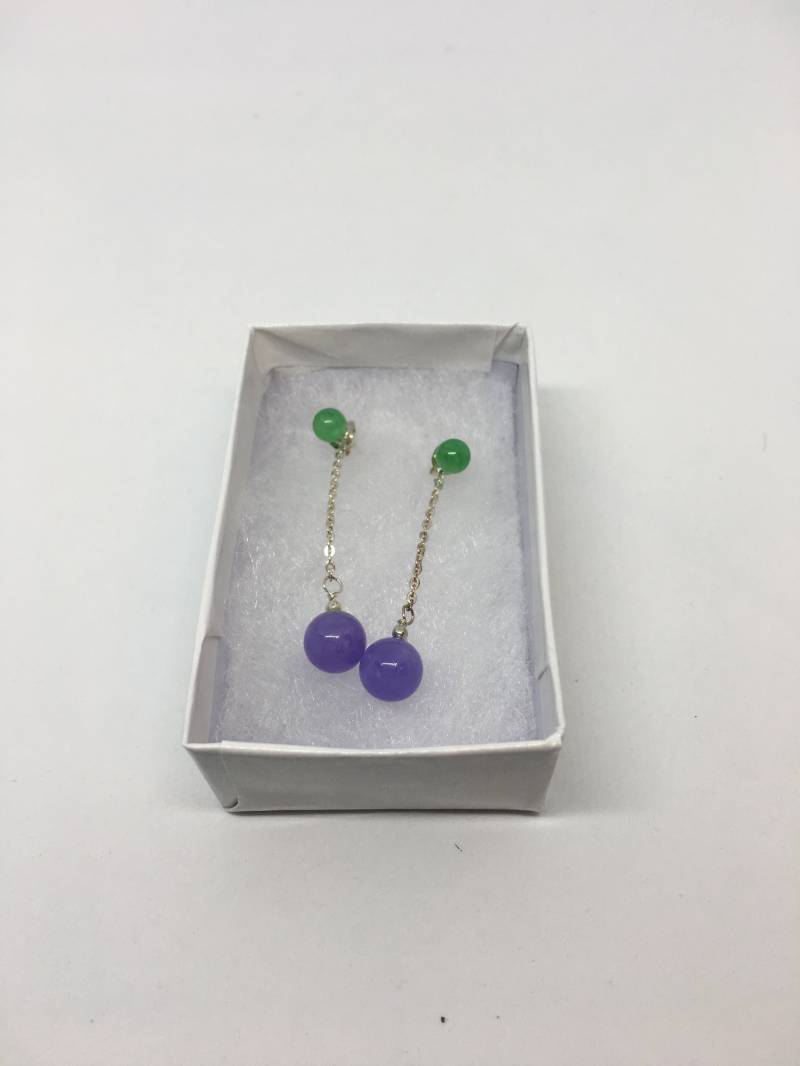 Grün Und Lila Jade Silber Ohrhänger von CelliniTreasures