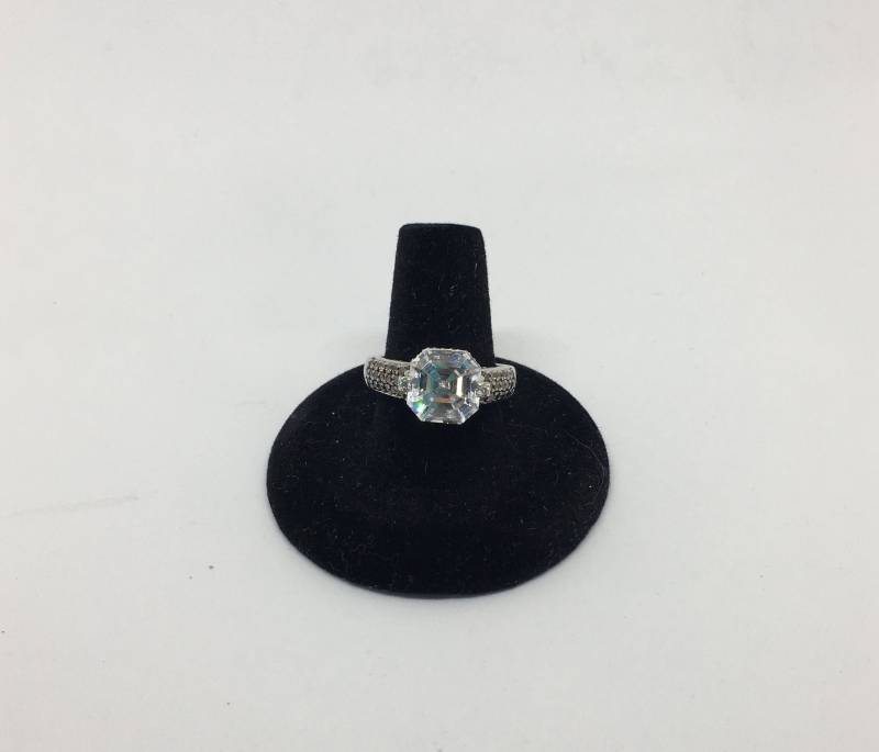 Sterling Silber Statement Ring Großer Klarer Cz, Akzente Mit Pfirsichfarbenen Größe 22 cm von CelliniTreasures