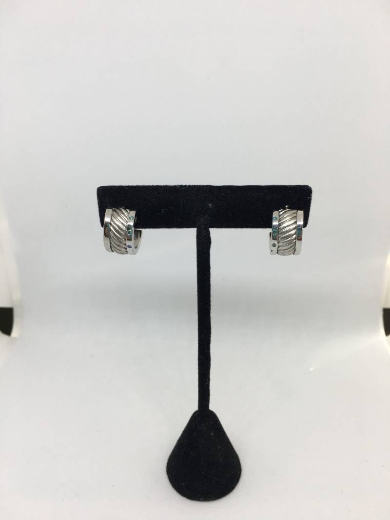 sterling Silber Semi Hoop Ohrringe Mit Light Blue Topaz Akzenten von CelliniTreasures