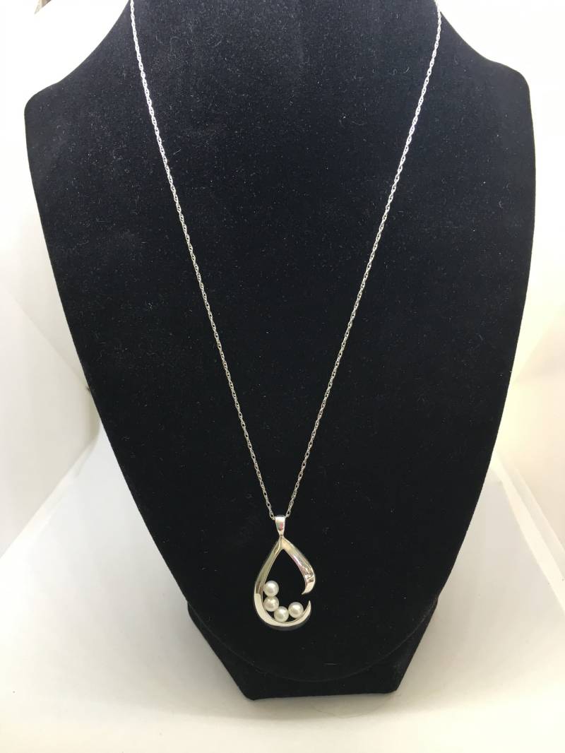 sterling Silber Perle Anhänger Halskette - Teardrop Design, 18 "Kette von CelliniTreasures