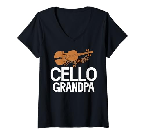 Damen Cello Opa T-Shirt mit V-Ausschnitt von Cellist Gifts