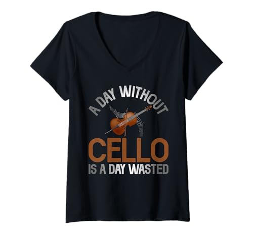 Damen EIN Tag ohne Cello ist EIN verschwendeter Tag Cello T-Shirt mit V-Ausschnitt von Cellist Gifts