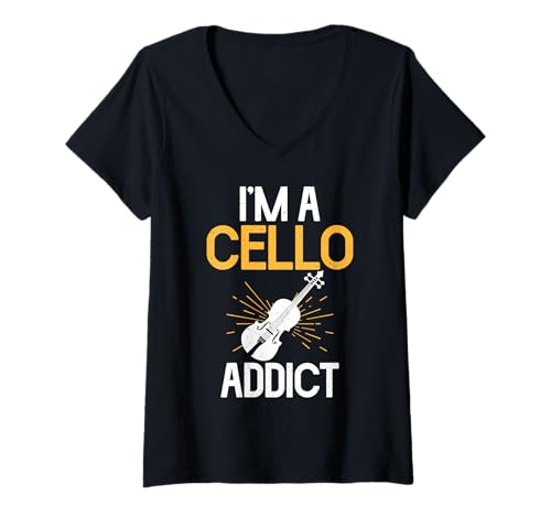 Damen Ich Bin cellosüchtig. Cello T-Shirt mit V-Ausschnitt von Cellist Gifts