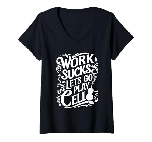 Damen Cellist Cellospieler - Violoncello Streichinstrument Cello T-Shirt mit V-Ausschnitt Damen Cellist Cellospieler - Violoncello Streichinstrument Cello T-Shirt mit V-Ausschnitt von Cello Geschenke & Ideen