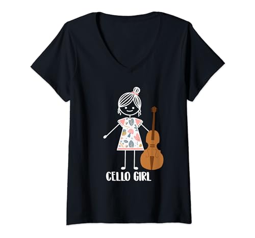 Damen Cello Mädchen Cellospieler Violoncello - Cellistin Cello T-Shirt mit V-Ausschnitt von Cello Geschenke & Ideen