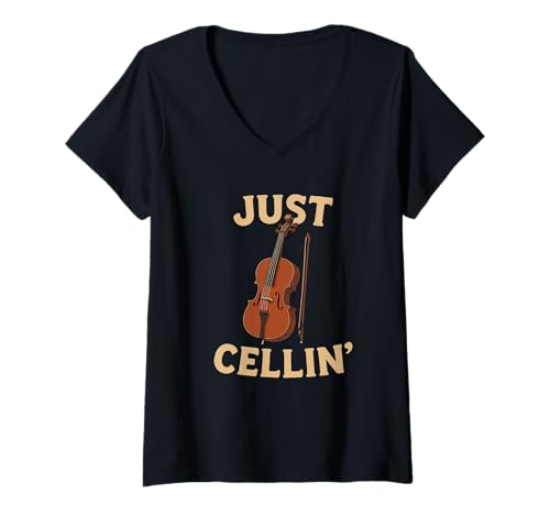 Damen Just Cellin Lustiger Cellospieler Musiker Klassische Musik Liebe T-Shirt mit V-Ausschnitt Damen Just Cellin Lustiger Cellospieler Musiker Klassische Musik Liebe T-Shirt mit V-Ausschnitt von Cello Strings Attached Apparel