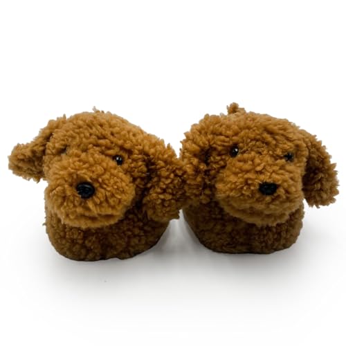 Baffies Krazy Kicks Bonnie der Hund Große Weiche Plüsch Warme Tier Hausschuhe Bequeme Winter Hausschuhe Damen Herren Indoor Flauschige Hausschuhe rutschfeste Süße Hausschuhe für Zuhause Hundeliebhaber von Cello