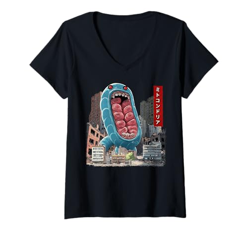 Damen Lustige Mitochondrien Zellbiologie Zellbiologie Kaiju T-Shirt mit V-Ausschnitt Damen Lustige Mitochondrien Zellbiologie Zellbiologie Kaiju T-Shirt mit V-Ausschnitt von Cellular Biology Clothing
