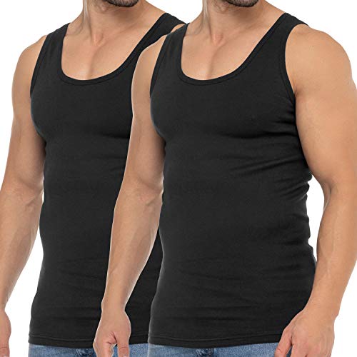 Celodoro Herren Business Tank Top (2er Pack) Achselhemd aus Baumwolle - Schwarz XXL von Celodoro