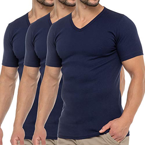 Celodoro Herren Business T-Shirt V-Neck (3er Pack) - Marine 3XL von Celodoro