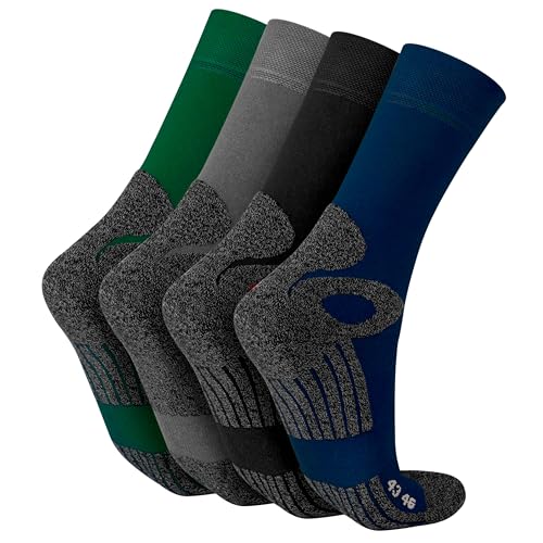 Celodoro 4 Paar Wandersocken, Arbeitssocken & Sportsocken (43-46, 'alle-Farben') - verstärkte Unisex Socken für Damen & Herren - atmungsaktive Anti-Schweiß Funktionssocken für Sport, Wandern, Arbeit von Celodoro