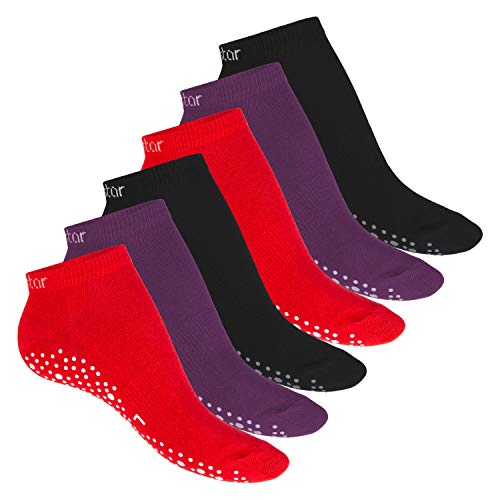 Celodoro Damen Pilates & Yoga Sneaker Socken (6 Paar) Kurze Sportsocken mit ABS - Berry 39-42 von Celodoro