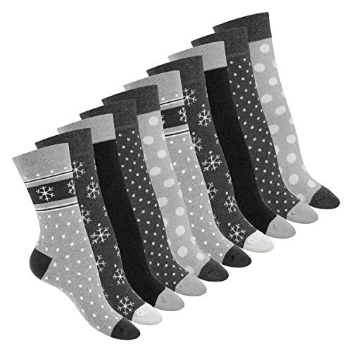 Celodoro Damen Motivsocken (10 PAAR) Süße Muster Crew Socken - Classic Grey 35-38 von Celodoro