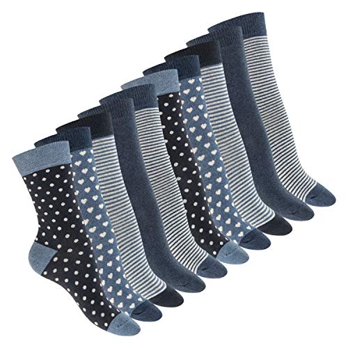 Celodoro Damen Süße Eco Socken (10 Paar), Motiv Socken aus regenerativer Baumwolle - Princess Blue 35-38 von Celodoro