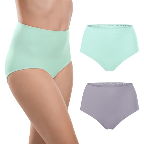 Celodoro Damen Seamless Taillenslip (2er Pack) - Mint Grau L von Celodoro