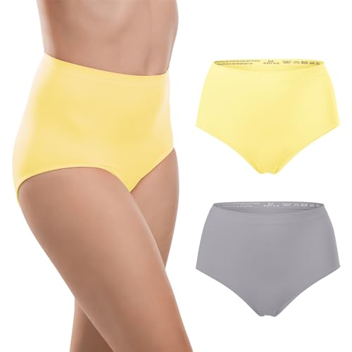 Celodoro Damen Seamless Taillenslip (2er Pack) - Gelb Grau L von Celodoro