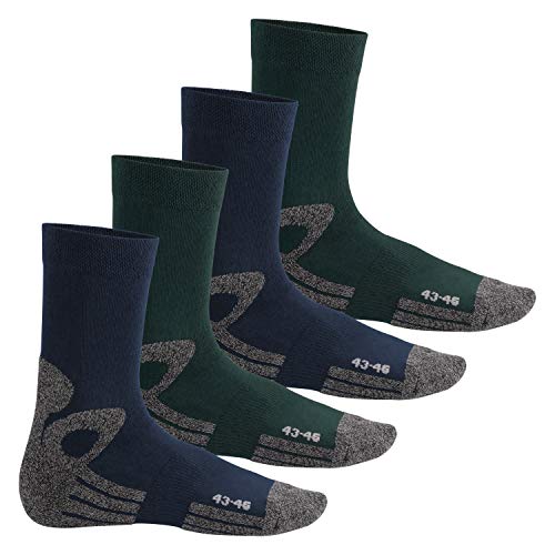 Celodoro Damen und Herren Trekking-Socken (4 Paar), Arbeitssocken mit Frotteesohle - Blau-Grün 43-46 von Celodoro