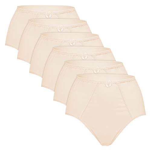 Celodoro Damen Taillenslip (6er Pack) Baumwoll-Slip Verschiedene Designs - Ecru 40-42 von Celodoro