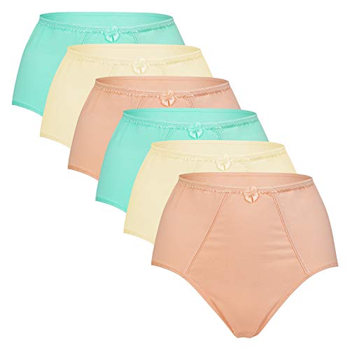 Celodoro Damen Taillenslip (6er Pack) Baumwoll-Slip Verschiedene Designs - Pastell Mix 40-42 von Celodoro