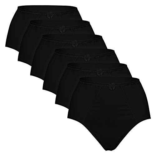 Celodoro Damen Taillenslip (6er Pack) Baumwoll-Slip Verschiedene Designs - Schwarz 40-42 von Celodoro