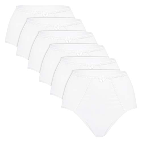 Celodoro Damen Taillenslip (6er Pack) Baumwoll-Slip Verschiedene Designs - Weiss 48-50 von Celodoro