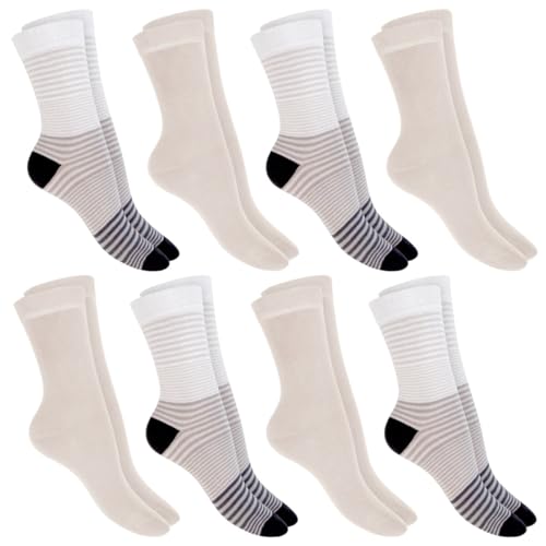 Celodoro 8 Paar bunte Damen Ringelsocken - Ringel Socken aus Baumwolle - Grau 35-38 von Celodoro