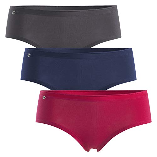 Celodoro Damen Basic Panty (3er Pack) Hipster Slip mit Zier-Logo - Dark Mix S von Celodoro