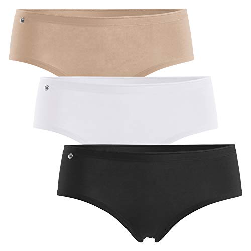 Celodoro Damen Basic Panty (3er Pack) Hipster Slip mit Zier-Logo - Classic Mix M von Celodoro