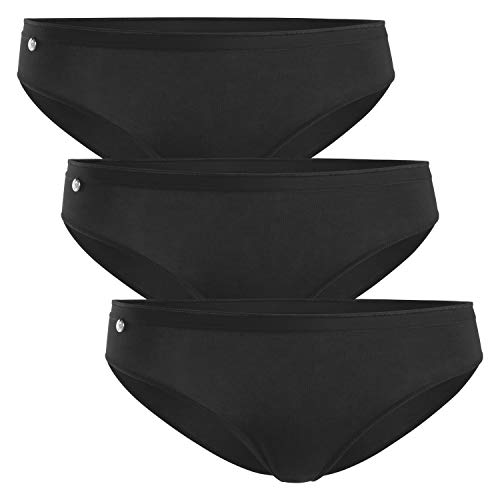 Celodoro Damen Basic Bikini Slip (3er Pack) Klassische Damen Unterhose - Schwarz M von Celodoro