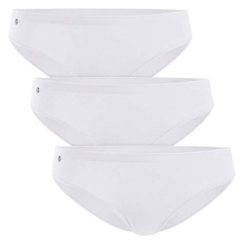 Celodoro Damen Basic Bikini Slip (3er Pack) Klassische Damen Unterhose - Weiß M von Celodoro