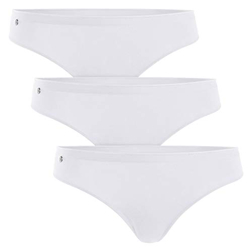 Celodoro Damen Basic String Tanga (3er Pack) Mini-Slip - Weiß L von Celodoro