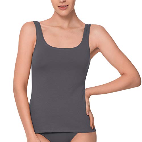 Celodoro Damen Basic Tanktop Achselhemd (1 Stück) Trägertop aus Baumwolle - Anthrazit S von Celodoro