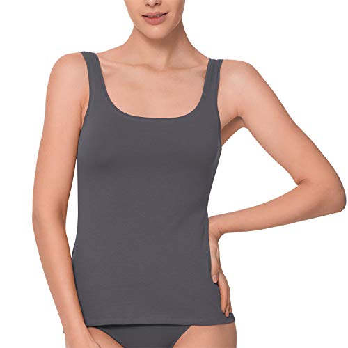 Celodoro Damen Basic Tanktop Achselhemd (1 Stück) Trägertop aus Baumwolle - Anthrazit XL von Celodoro