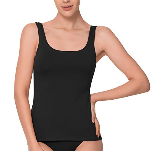 Celodoro Damen Basic Tanktop Achselhemd (1 Stück) Trägertop aus Baumwolle - Schwarz XL von Celodoro