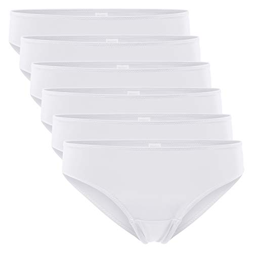 Celodoro Damen Bikini Slip (6er Pack), Klassische Unterhose aus Quick Dry-Fasern - Weiß L von Celodoro