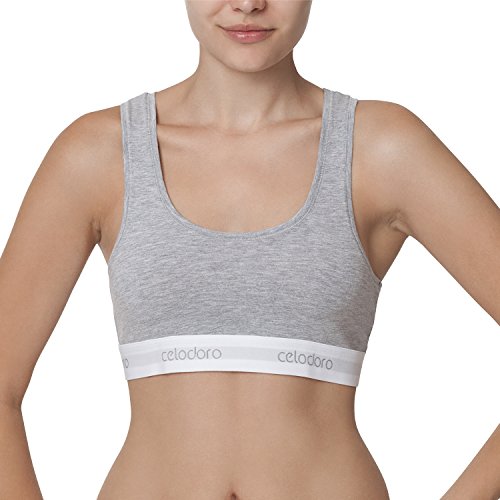 Celodoro Damen Bustier mit Webgummi-Bund (1 Stück), Sport Bra Top - Grau L von Celodoro