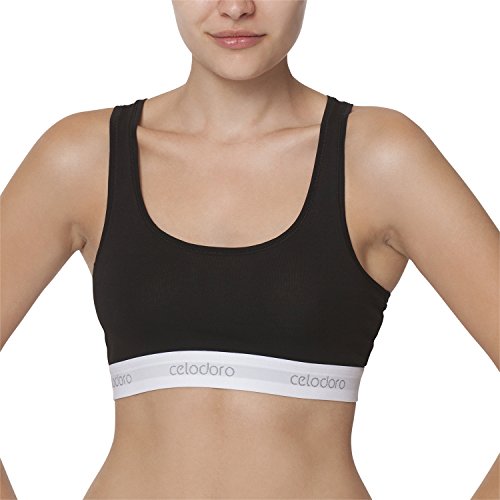 Celodoro Damen Bustier mit Webgummi-Bund (1 Stück), Sport Bra Top - Schwarz L von Celodoro