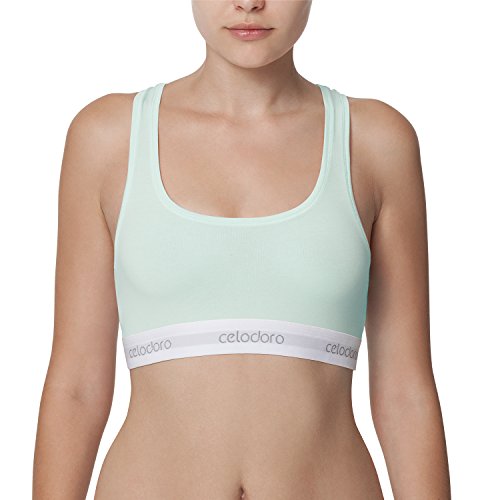 Celodoro Damen Bustier mit Webgummi-Bund (1 Stück), Sport Bra Top - Türkis L von Celodoro