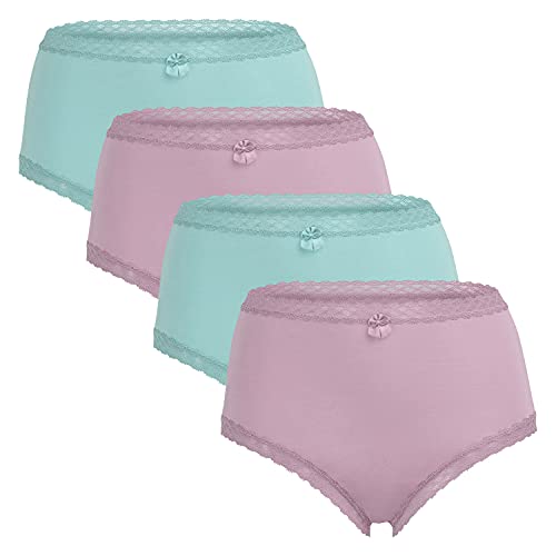 Celodoro Damen Eco Taillenslip aus Modal (4er Pack), Maxi-Slip mit Spitze und Schleife - Pastell Mix XL von Celodoro